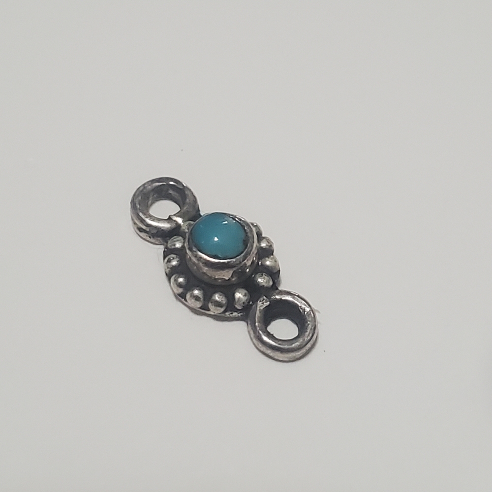 2/$15 Sterling Silver Link with Imitation Turquoise 14x7mm 925